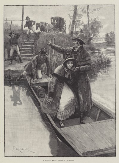 A Runaway Match, taking to the Water by Amedee Forestier